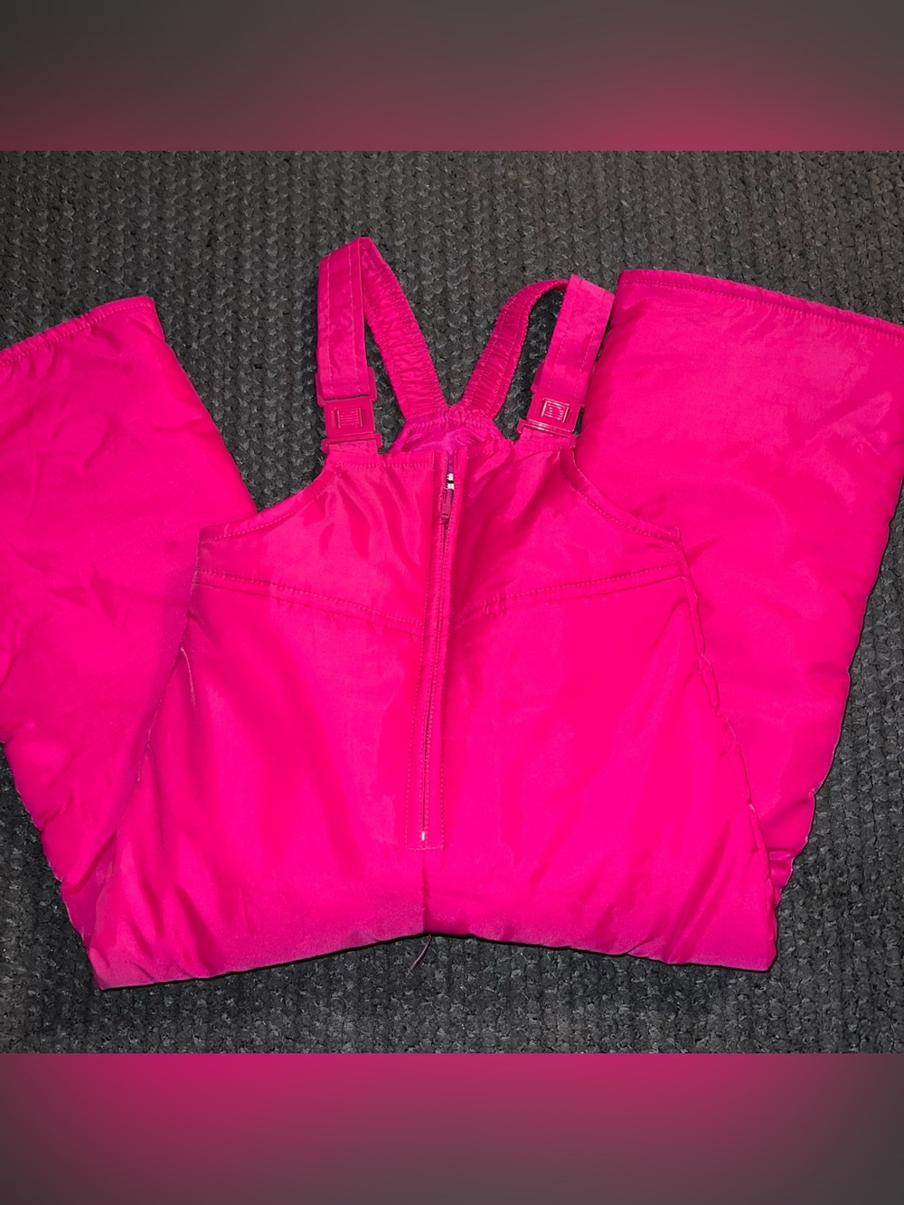 Hot Pink Insulated Snow Bibs with Adjustable Straps